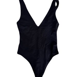 Black plunging neckline bodysuit